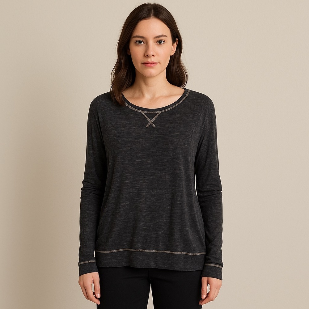 Anthropologie Felina Charcoal Long Sleeve Sweater Lightweight Top Grey Small